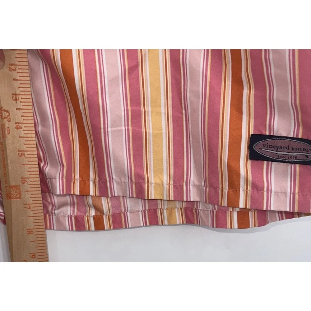Vineyard Vines Swim Shorts Trunks 2XL XXL Striped Pink Orange Lined Beach Pocket